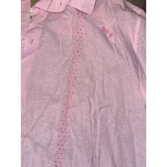 Cafe Luna Mens Pink Short Sleeve Button-Up Shirt 2XL 50/52 100% Cotton Relaxed F - Picture 2 of 8